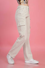 Straight Fit Cargo - Cream