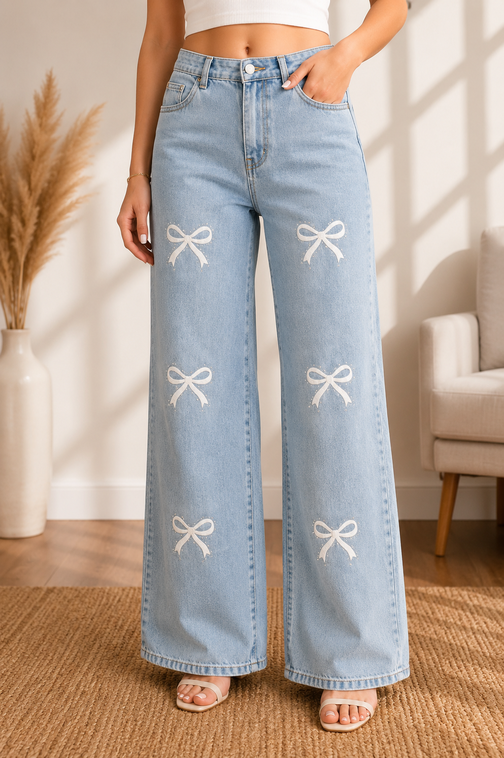 Bow Print Denim