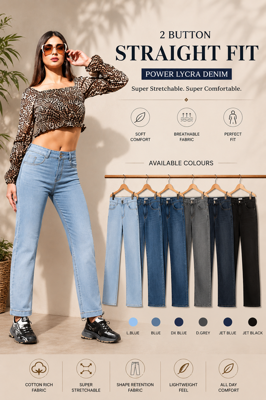 2-Button Straight Fit - Power Lycra Denim