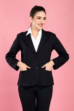 Formal Blazer - Jet Black - Stretchable Soft Fabric.