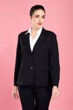 Formal Blazer - Jet Black - Stretchable Soft Fabric.