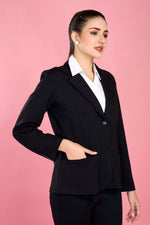 Formal Blazer - Jet Black - Stretchable Soft Fabric.